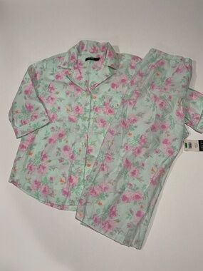 NWT Lauren Ralph Lauren Sz L Floral Capri Pajama Set